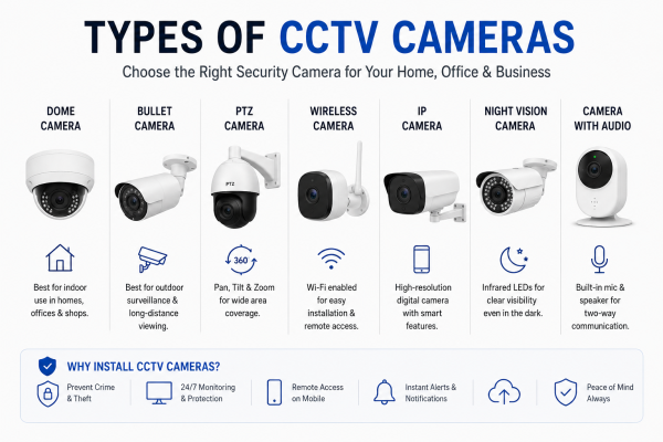 Types of CCTV Cameras: Complete Guide for Homes, Shops and Offices in India (2026) - GR CCTV Solutions Ghaziabad