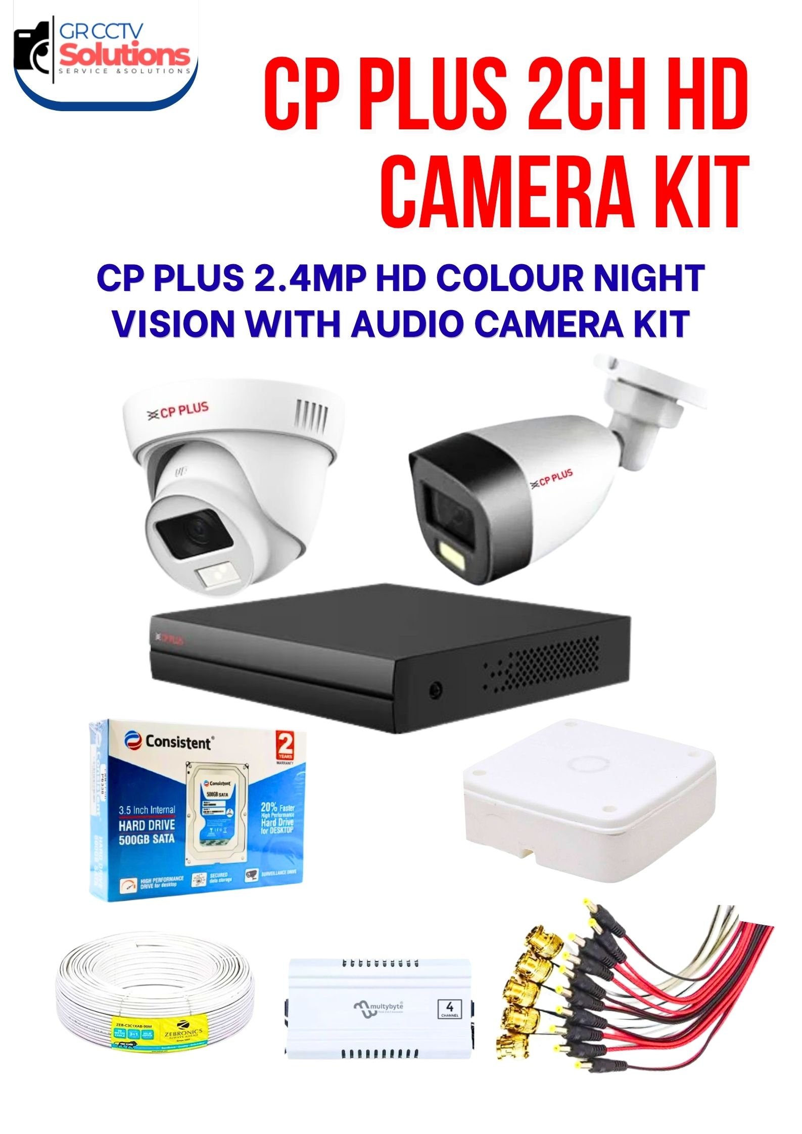 CP PLUS 1-INDOOR 1-OUTDOOR COLOUR NIGHT VISION AUDIO CAMERA KIT � CAMERA'S KITT Price Ghaziabad