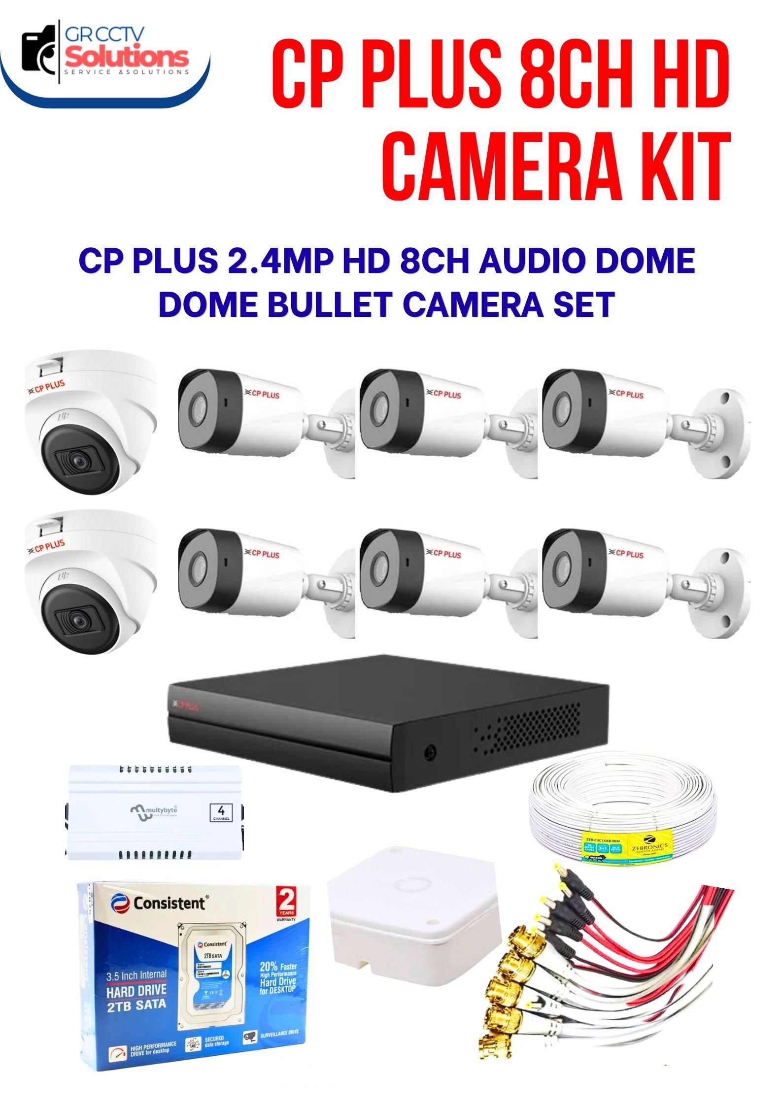 CP PLUS 2.4MP HD 2 INDOOR 6 OUTDOOR CAMERA KIT � CAMERA'S KITT Price Ghaziabad