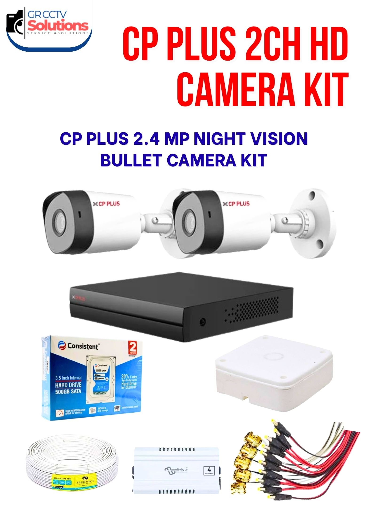 CP PLUS 2.4MP HD 2 OUTDOOR NIGHT VISION CAMERA KIT - CAMERA'S KITT Price Ghaziabad