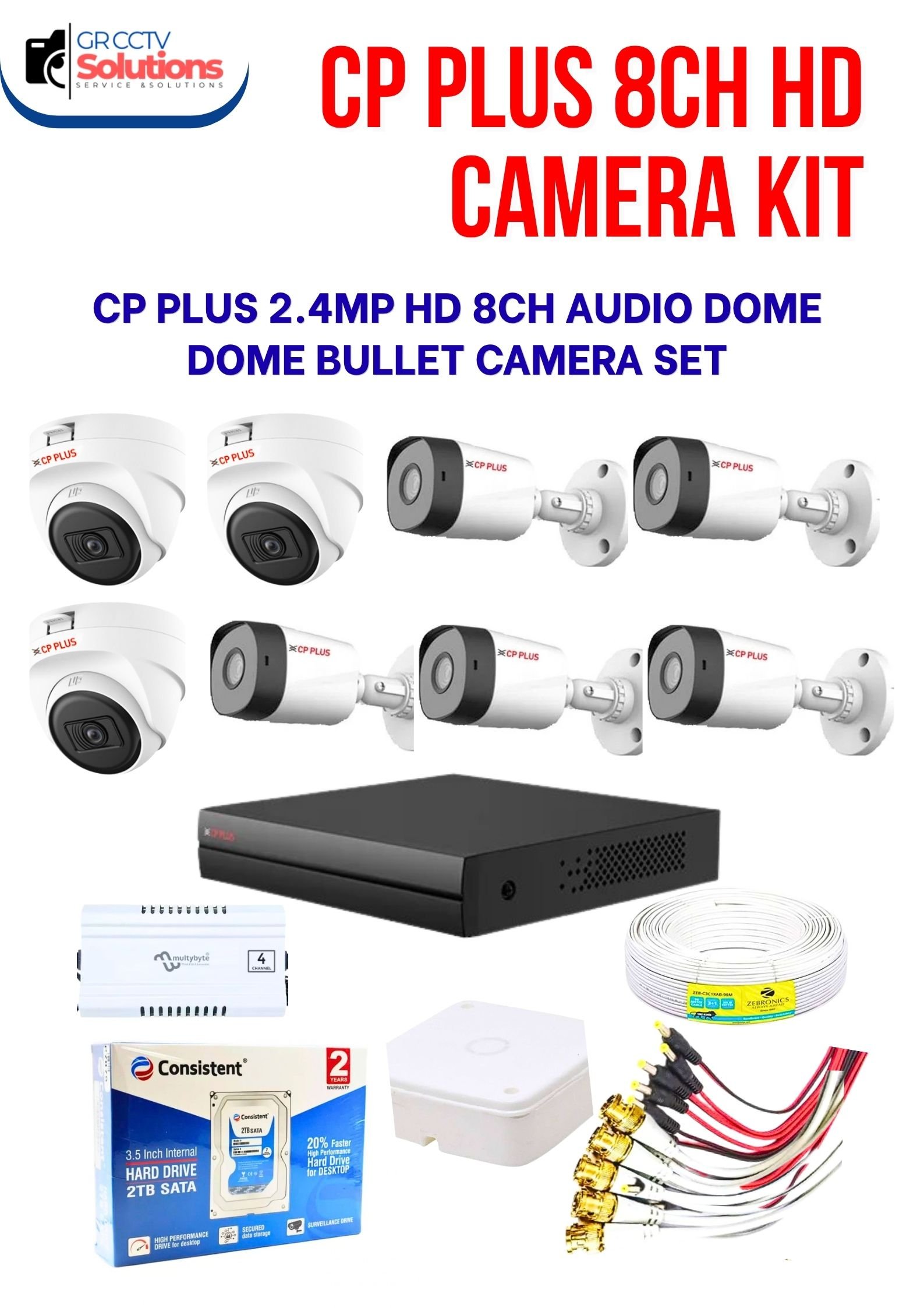 CP PLUS 2.4MP HD 3 INDOOR 5 OUTDOOR NIGHT VISION AUDIO CAMERA KIT � CAMERA'S KITT Price Ghaziabad