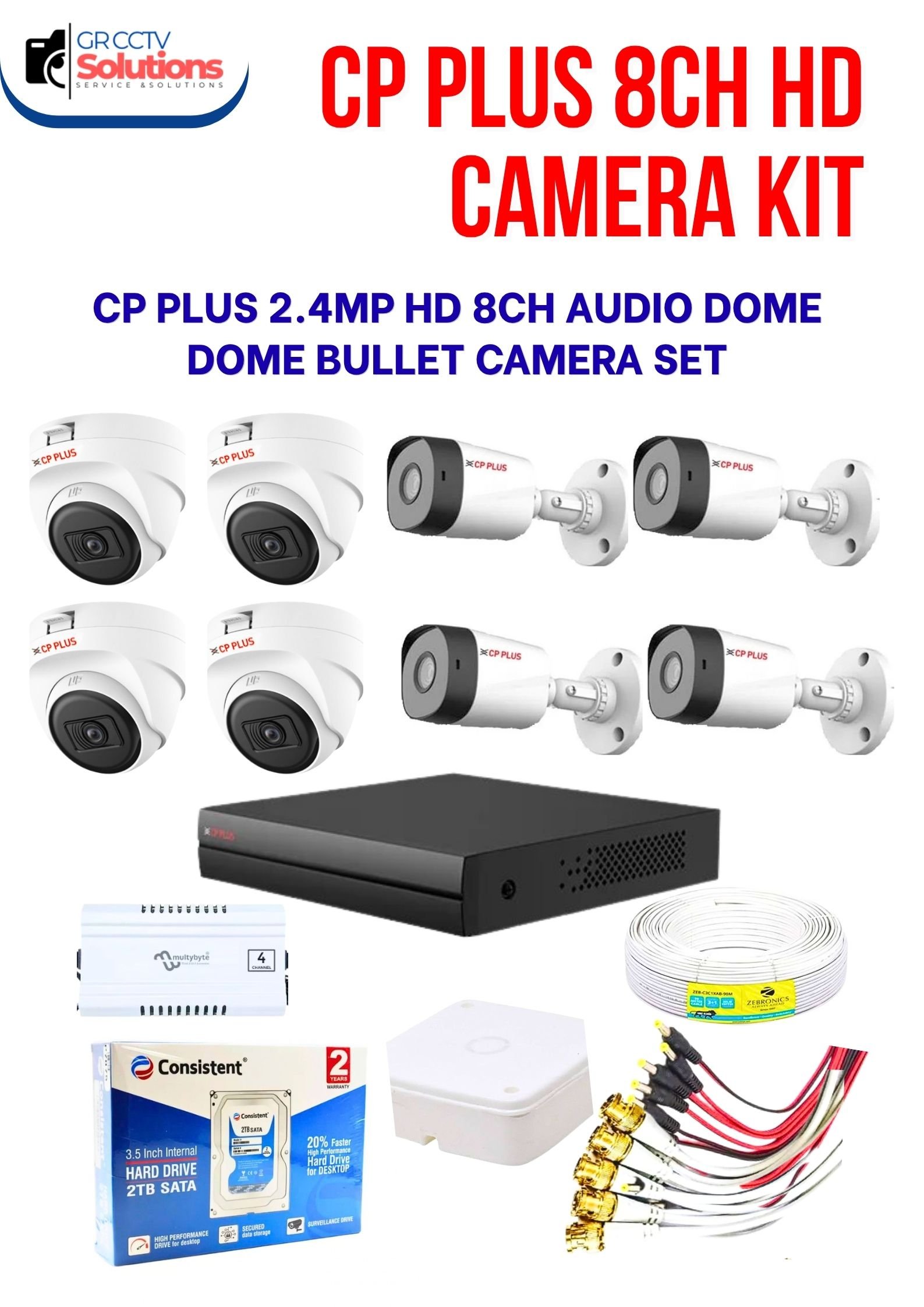 CP PLUS 2.4MP HD 4 INDOOR 4 OUTDOOR NIGHT VISION AUDIO CAMERA KIT � CAMERA'S KITT Price Ghaziabad