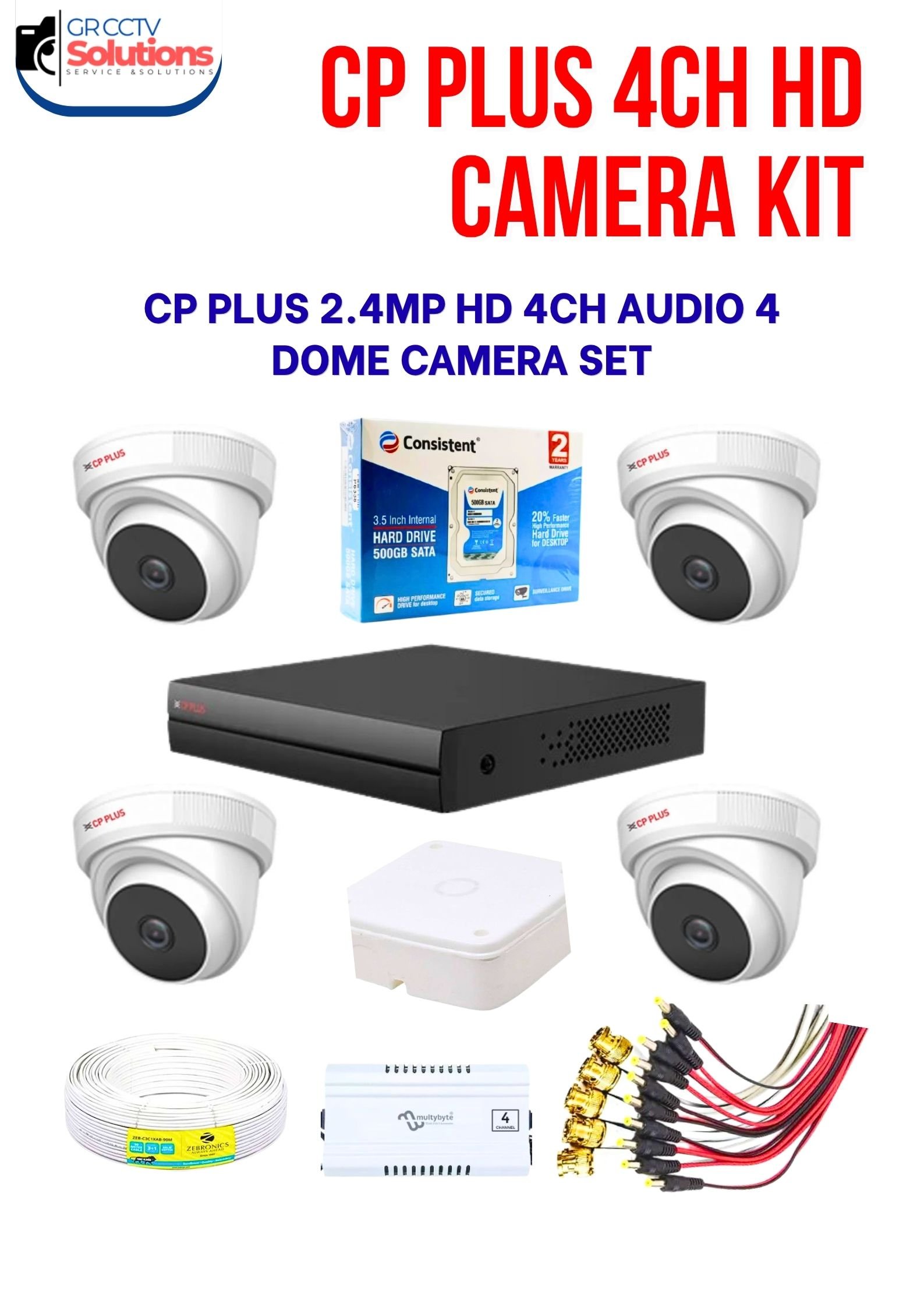 CP PLUS 2.4MP HD 4-INDOOR AUDIO CAMERA KIT � CAMERA'S KITT Price Ghaziabad