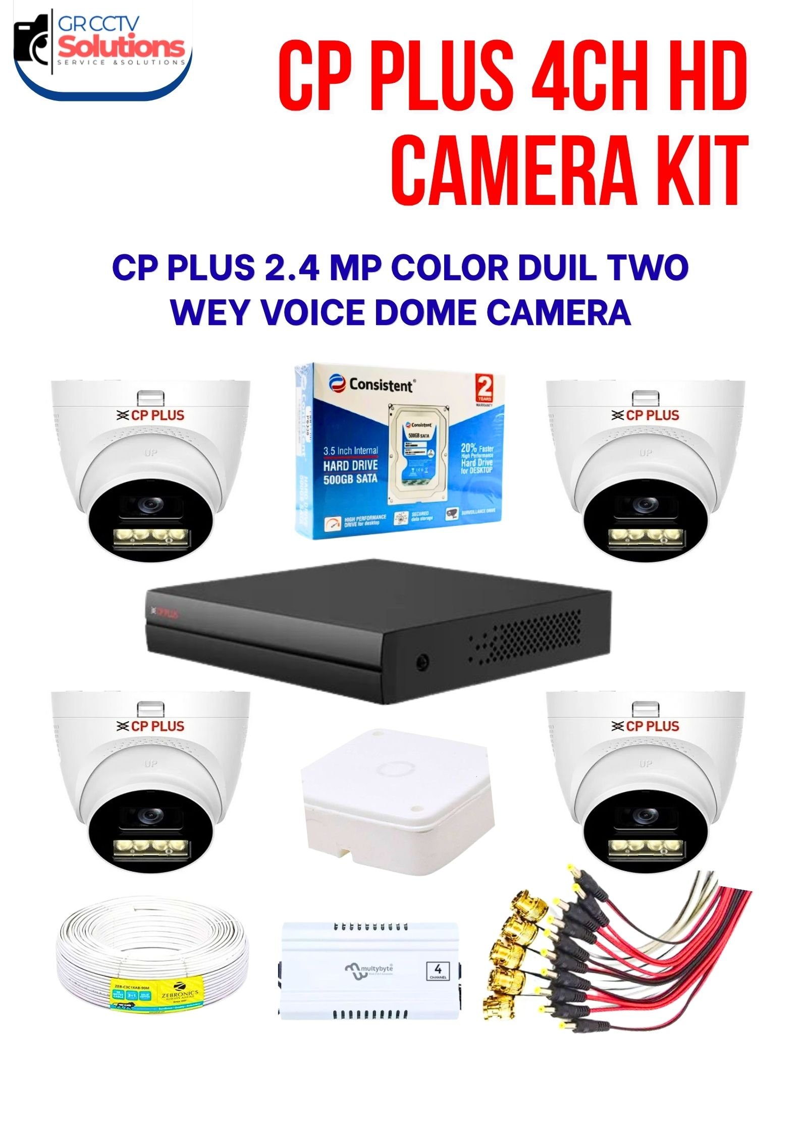 CP PLUS 2.4MP HD 4-INDOOR COLOUR NIGHT VISION AUDIO CAMERA KIT � CAMERA'S KITT Price Ghaziabad