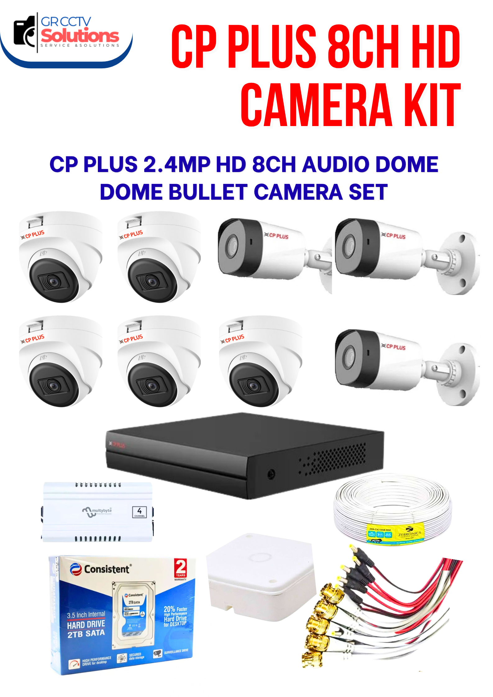 CP PLUS 2.4MP HD 5 INDOOR 3 OUTDOOR NIGHT VISION AUDIO CAMERA KIT � CAMERA'S KITT Price Ghaziabad
