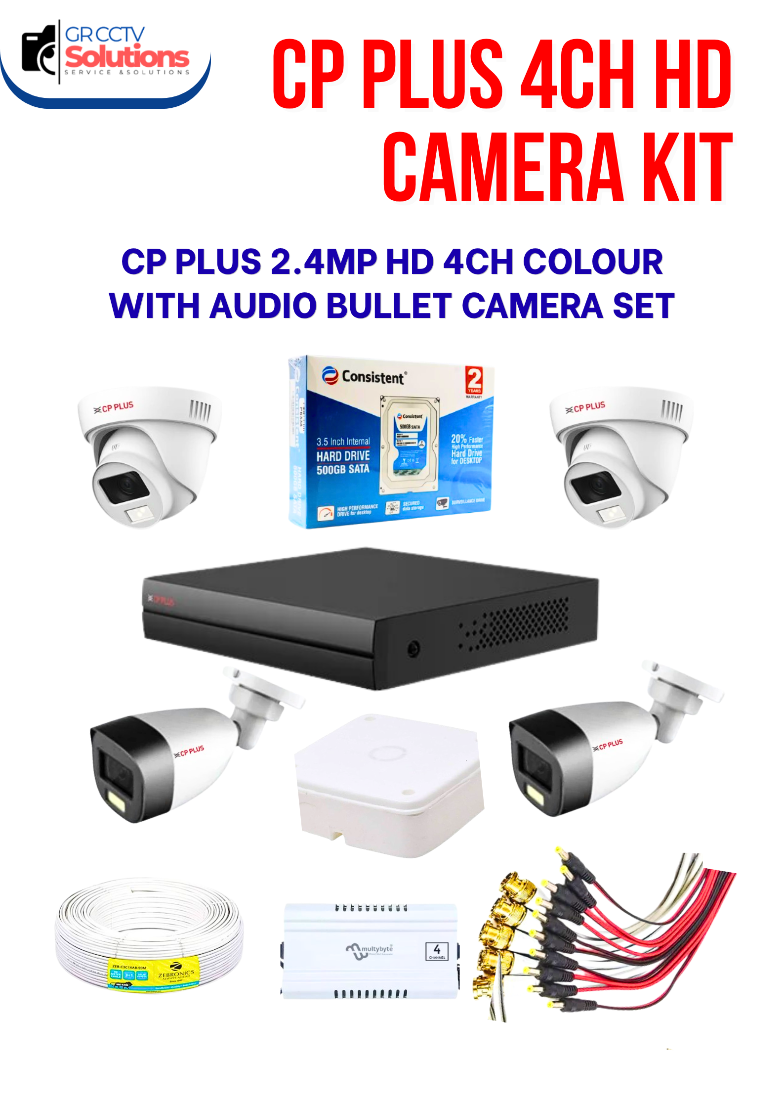 CP PLUS 2 INDOOR 2 OUTDOOR COLOUR WITH AUDIO CAMERA KIT � CAMERA'S KITT Price Ghaziabad
