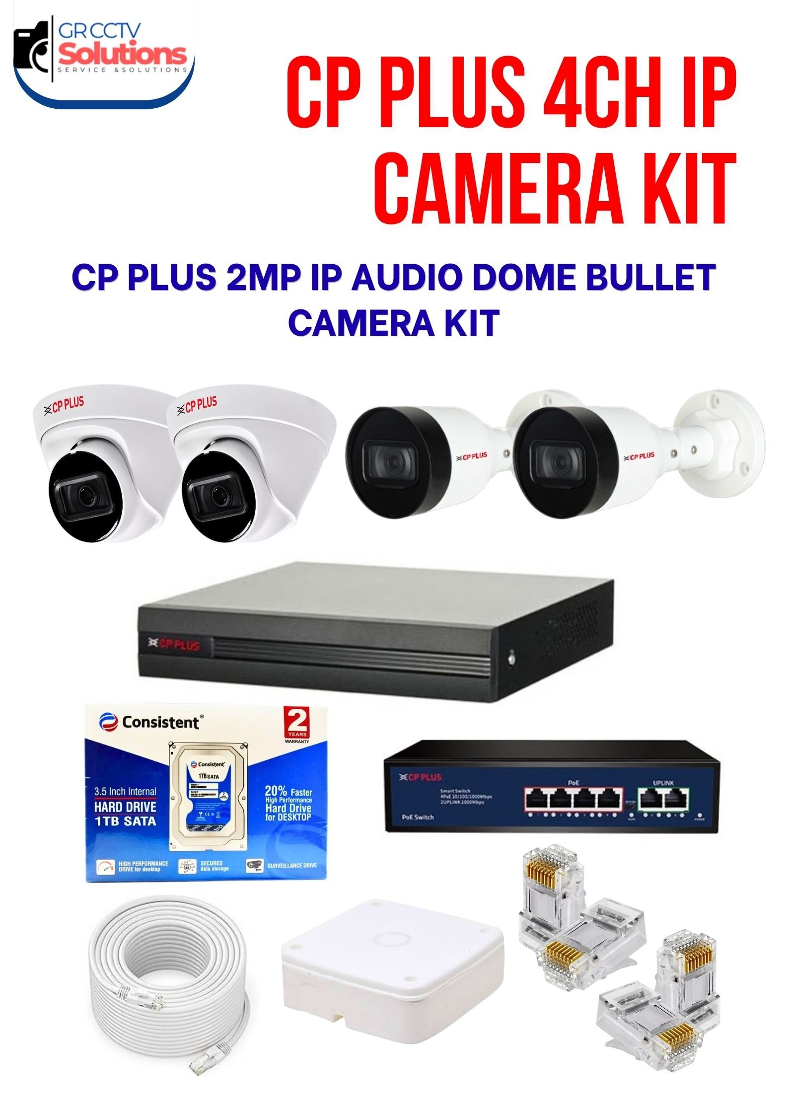 CP PLUS 2MP IP 2 INDOOR 2 OUTDOOR NIGHT VISION AUDIO CAMERA KIT � CAMERA'S KITT Price Ghaziabad
