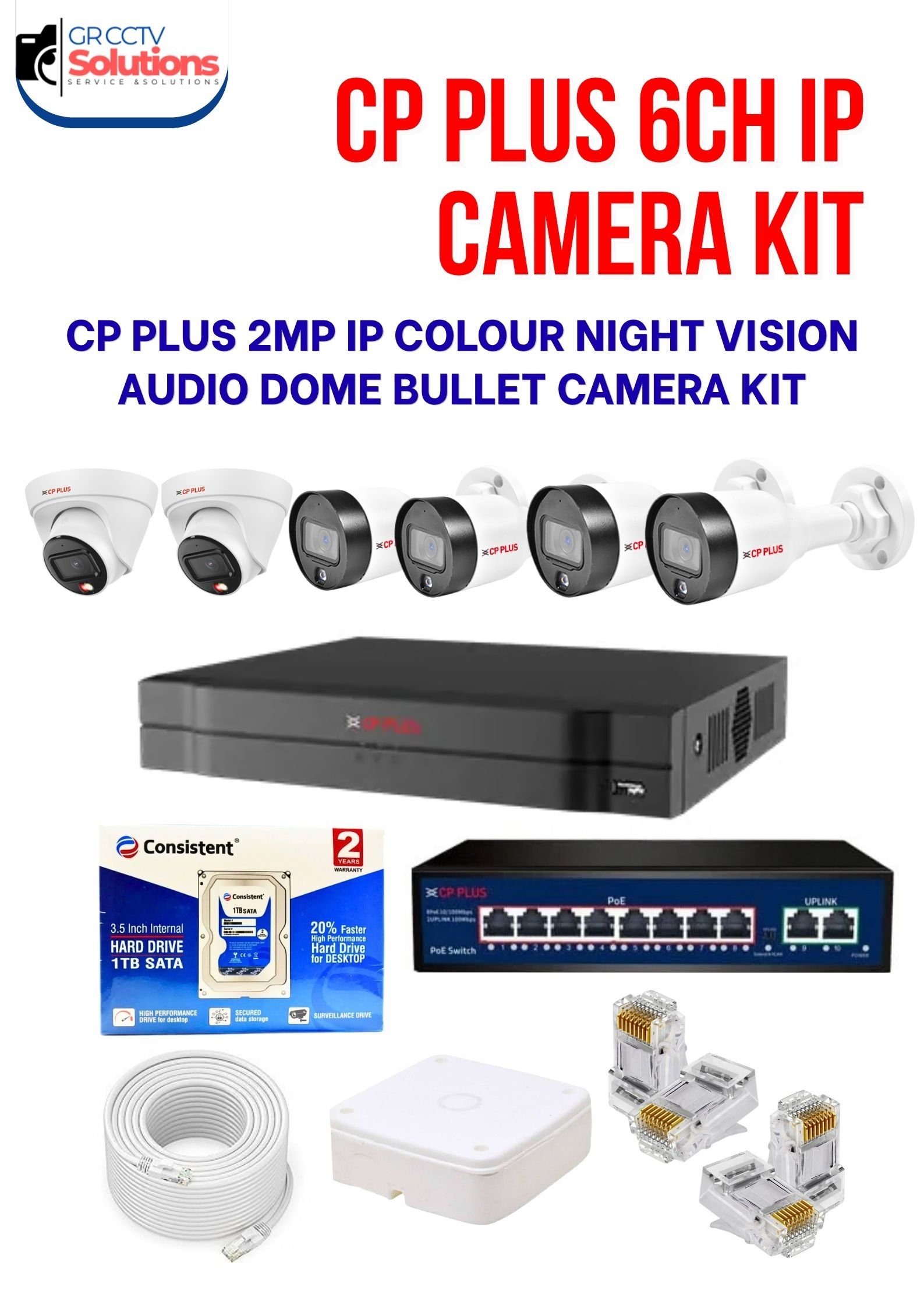 CP PLUS 2MP IP 2 INDOOR 4 OUTDOOR COLOUR NIGHT VISION AUDIO CAMERA KIT � CAMERA'S KITT Price Ghaziabad