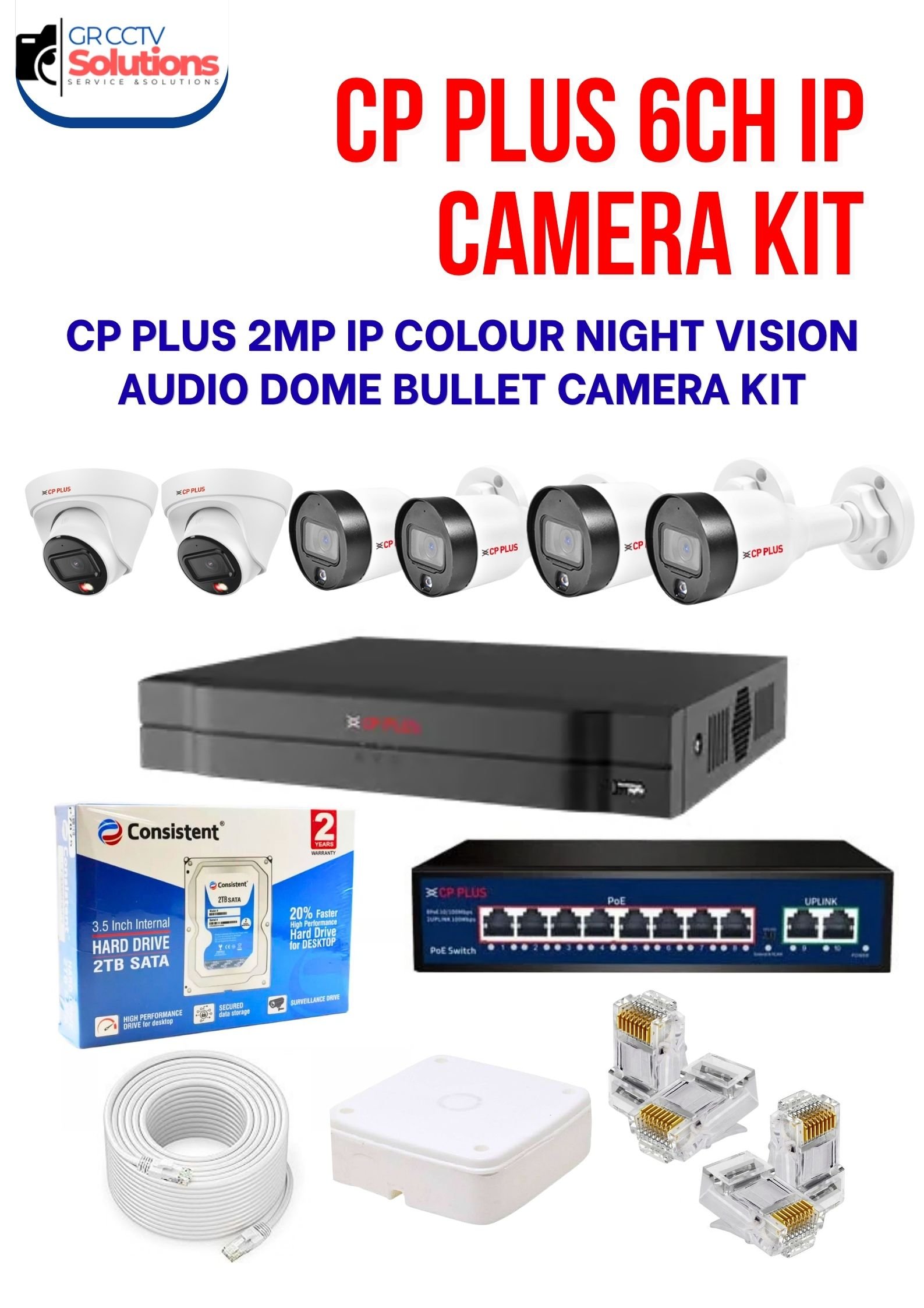 CP PLUS 2MP IP 2 INDOOR 4 OUTDOOR COLOUR NIGHT VISION AUDIO CAMERA KIT - CAMERA'S KITT Price Ghaziabad