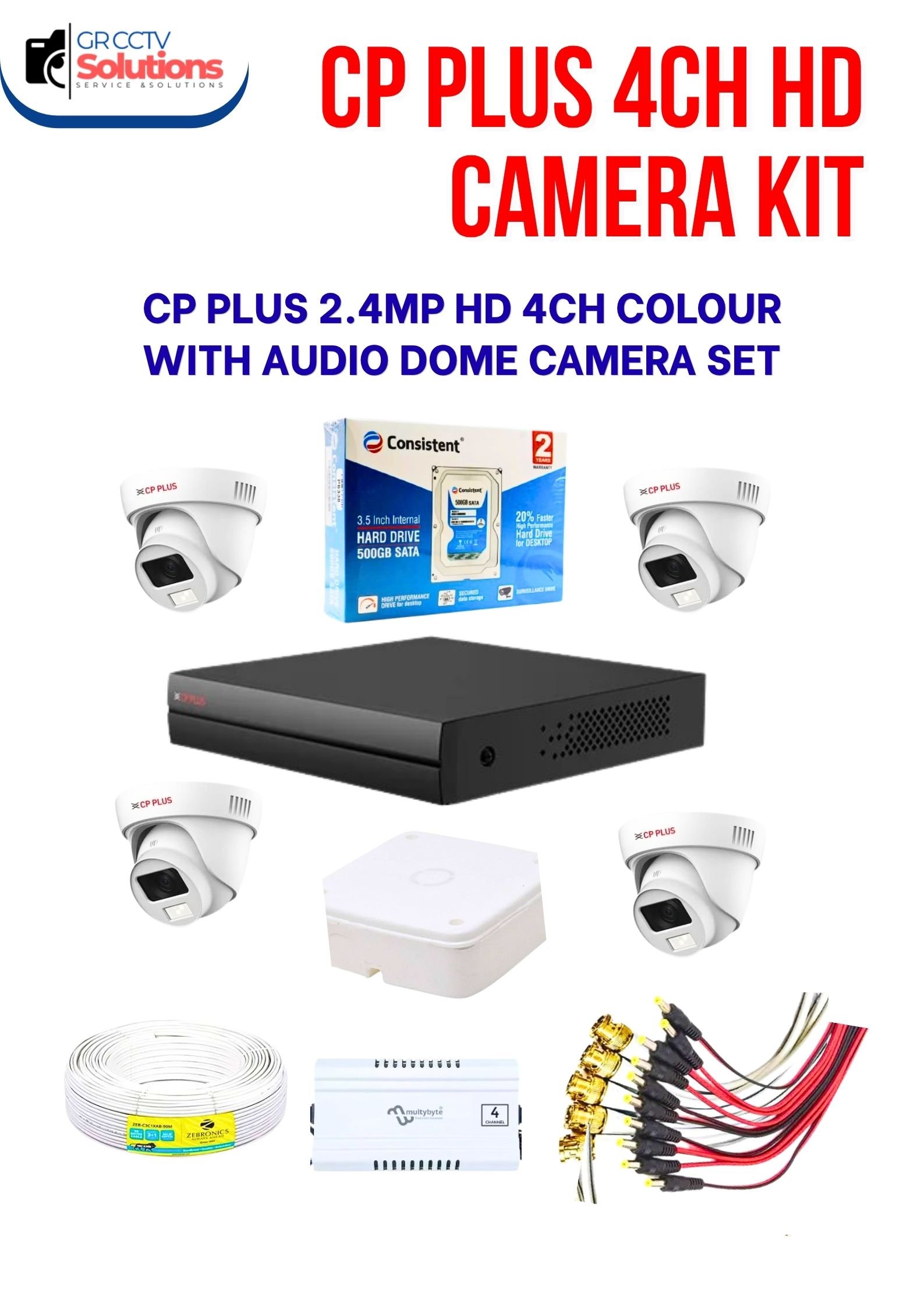 CP PLUS 4 INDOOR CAMERA COLOUR WITH AUDIO KIT � CAMERA'S KITT Price Ghaziabad
