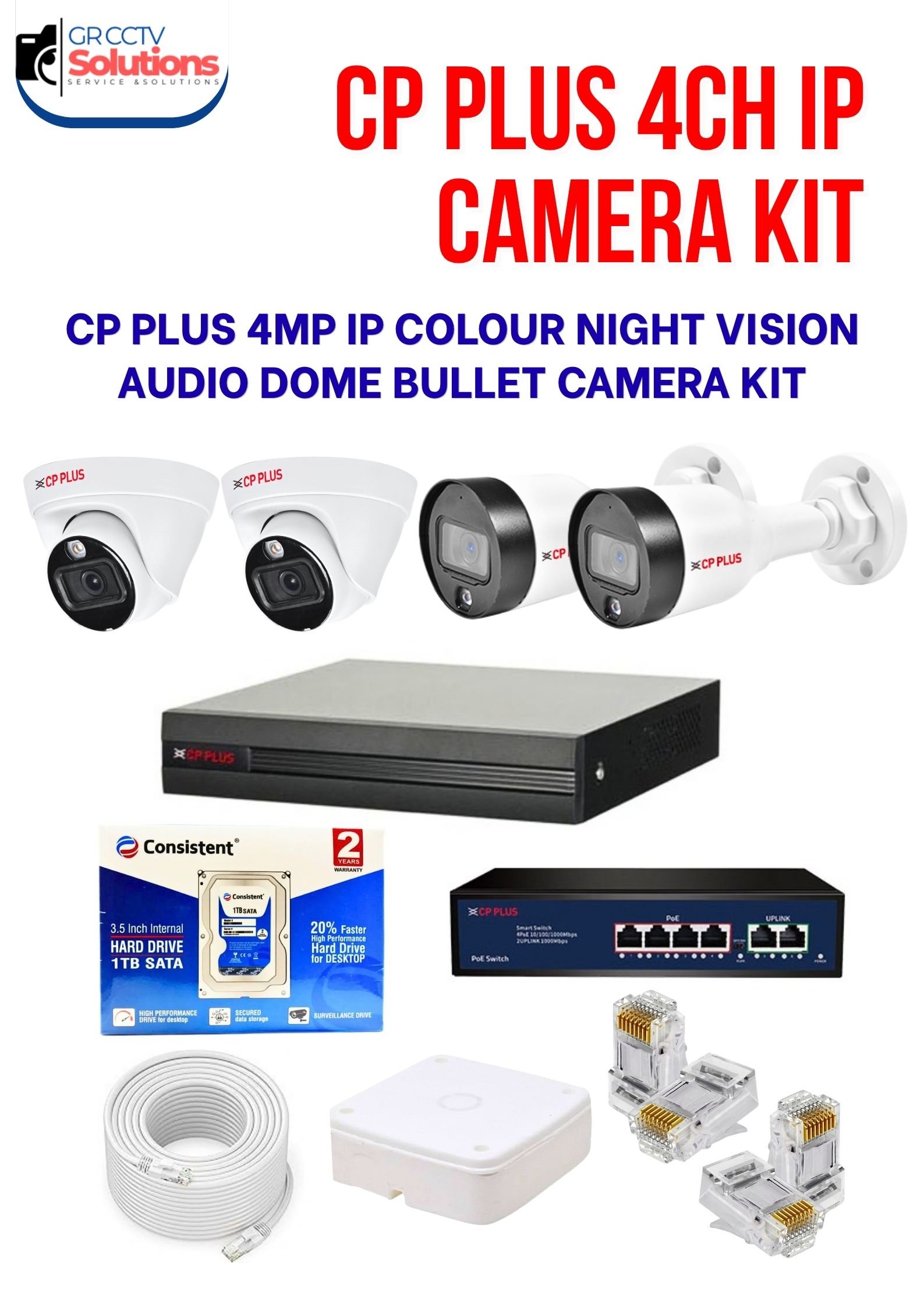 CP PLUS 4MP IP 2 INDOOR 2 OUTDOOR COLOUR NIGHT VISION AUDIO CAMERA KIT � CAMERA'S KITT Price Ghaziabad