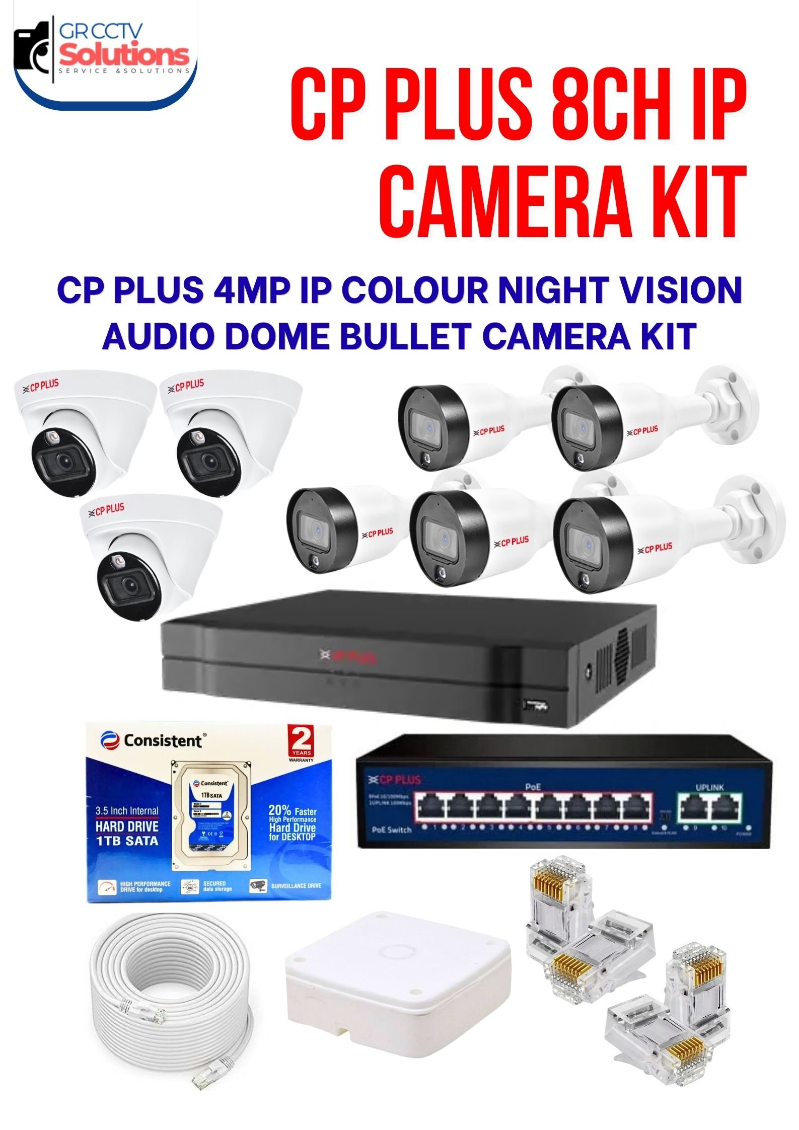 CP PLUS 4MP IP 3 INDOOR 5 OUTDOOR COLOUR NIGHT VISION AUDIO CAMERA KIT � CAMERA'S KITT Price Ghaziabad
