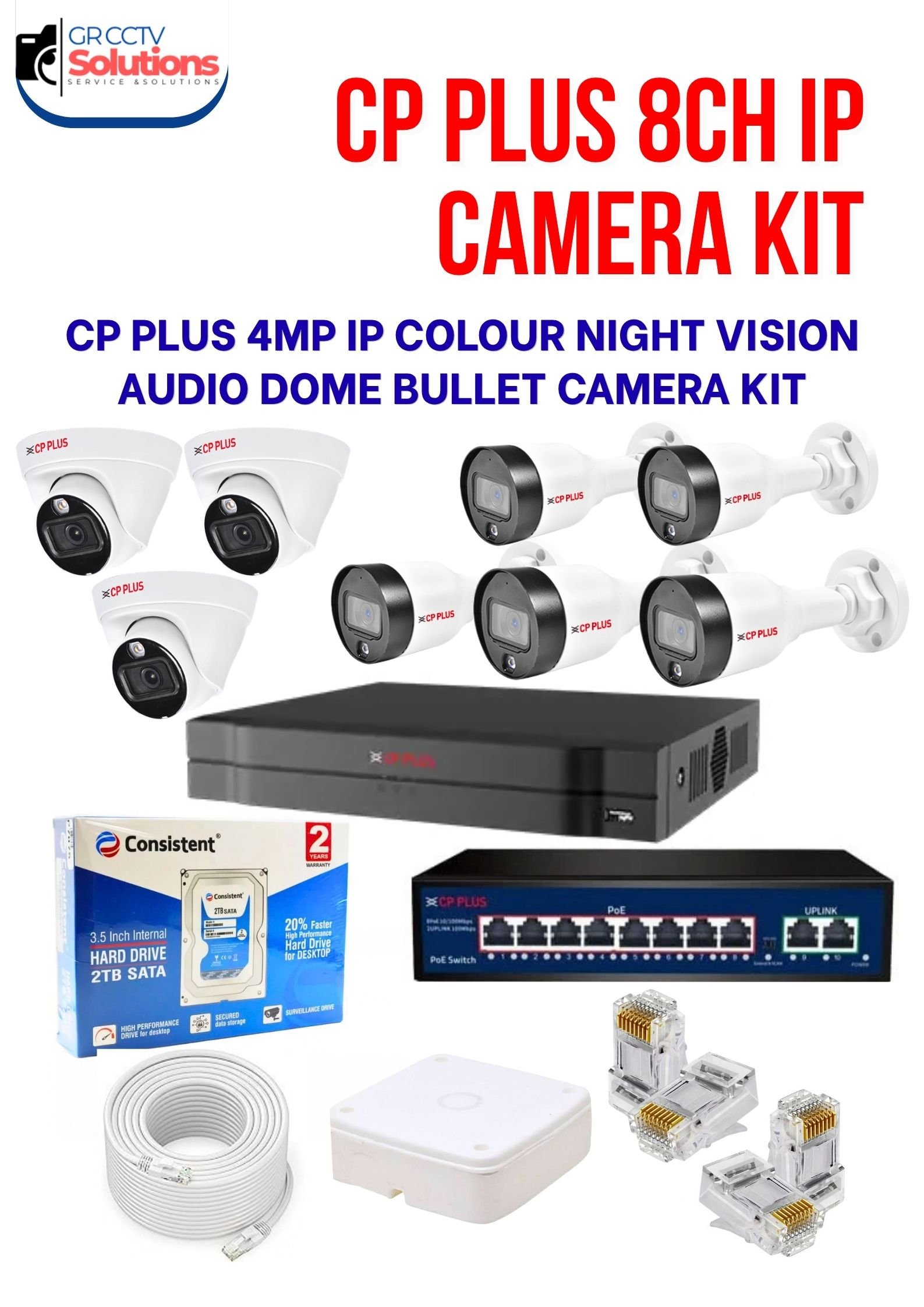 CP PLUS 4MP IP 3 INDOOR 5 OUTDOOR COLOUR NIGHT VISION AUDIO CAMERA KIT - CAMERA'S KITT Price Ghaziabad