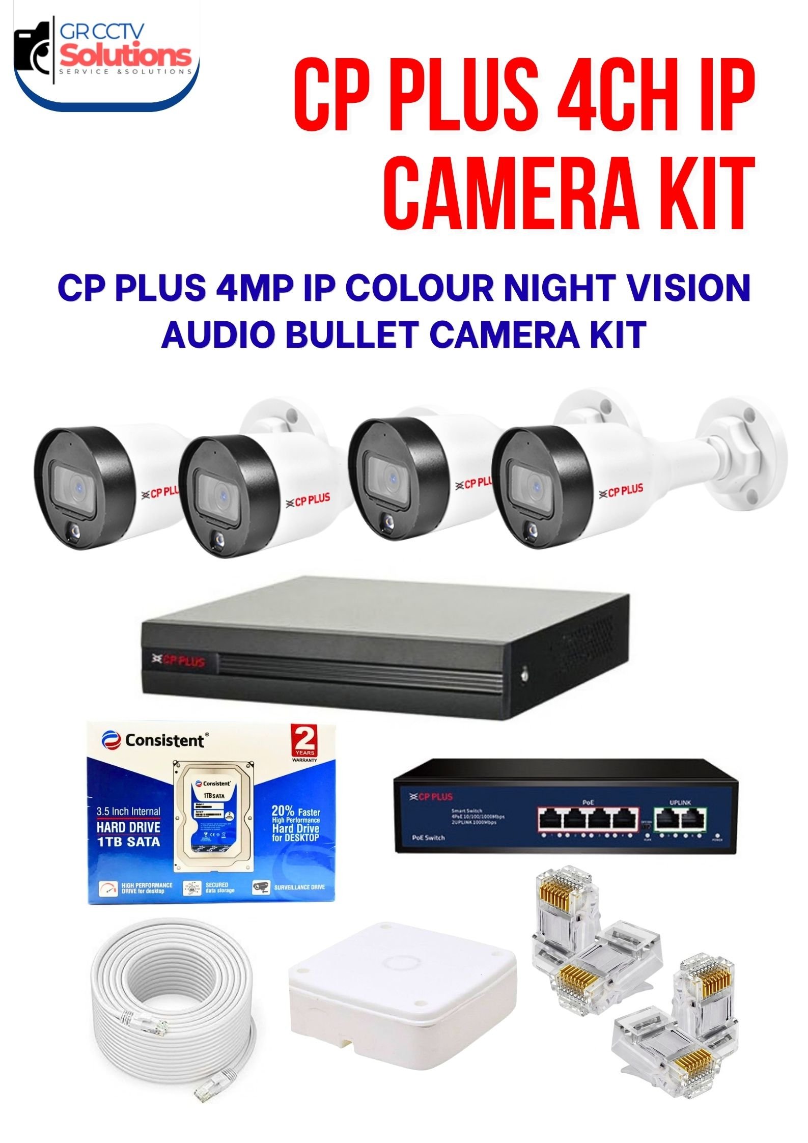 CP PLUS 4MP IP 4 OUTDOOR COLOUR NIGHT VISION AUDIO CAMERA KIT - CAMERA'S KITT Price Ghaziabad