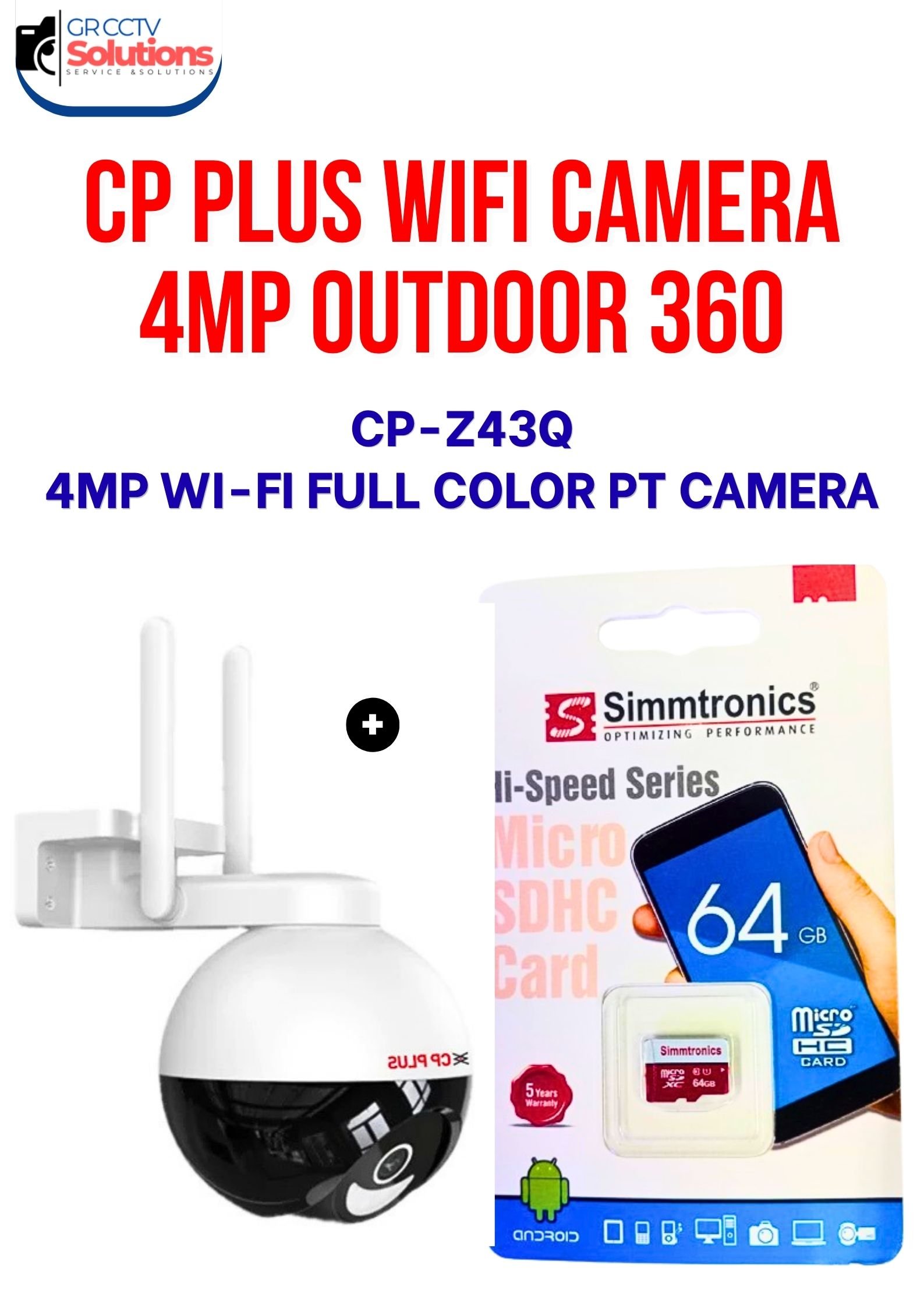 P PLUS WIFI 4MP OUTDOOR 360 CAMERA WITH 64GB SIM KIT � CAMERA'S KITT Price Ghaziabad